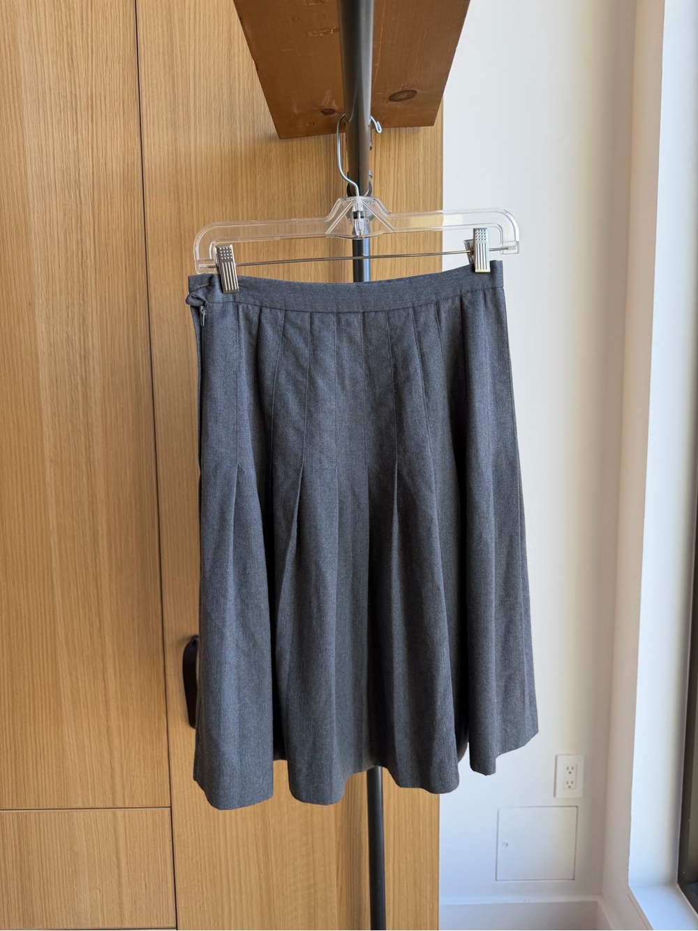 Vintage Gray Pleated A-Line Women's Skirt